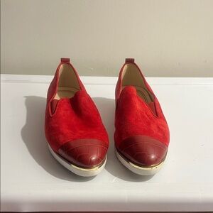 Cole Haan Red Suede and Leather Flats